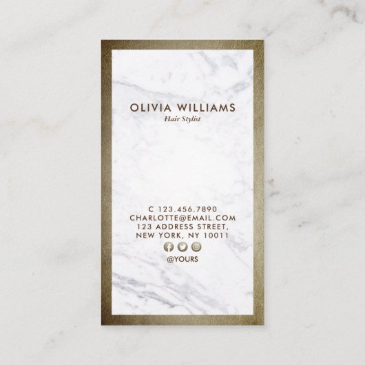 Carte De Visite Verticale de marbre de rendez-vous de coiffeur de (Dos)
