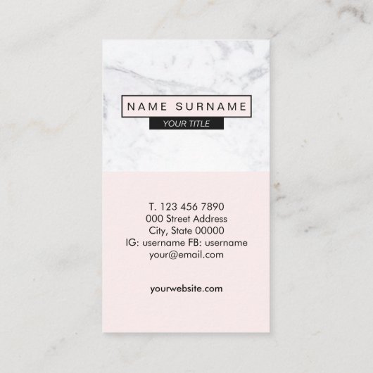 Carte De Visite Verticale de marbre moderne créative de fidélité (Dos)