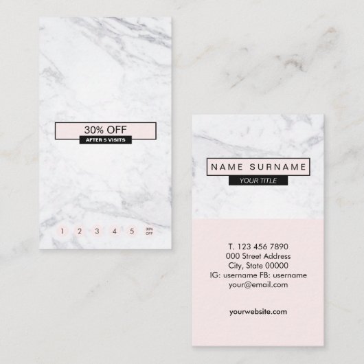 Carte De Visite Verticale de marbre moderne créative de fidélité (Devant / Derrière)