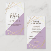 Carte De Visite Verticale de référence de la Lavande de marbre géo (Devant / Derrière)