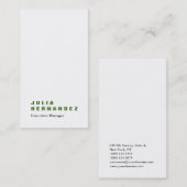 Carte De Visite Verticale élégant impressionnant vert blanc uni (Devant / Derrière)