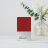 Carte De Visite Verticale élégant rouge argent métallique plaine m (Debout devant)