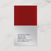 Carte De Visite Verticale élégant rouge argent métallique plaine m (Dos)