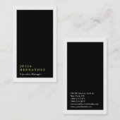 Carte De Visite Verticale élégante noire frontière blanche (Devant / Derrière)