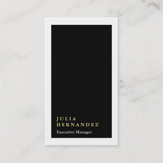 Carte De Visite Verticale élégante noire frontière blanche (Devant)