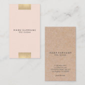 Carte De Visite Verticale en pastel moderne élégante d'or imprimée (Devant / Derrière)