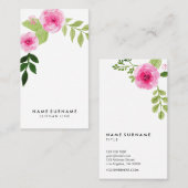 Carte De Visite Verticale en pastel moderne minimale florale (Devant / Derrière)