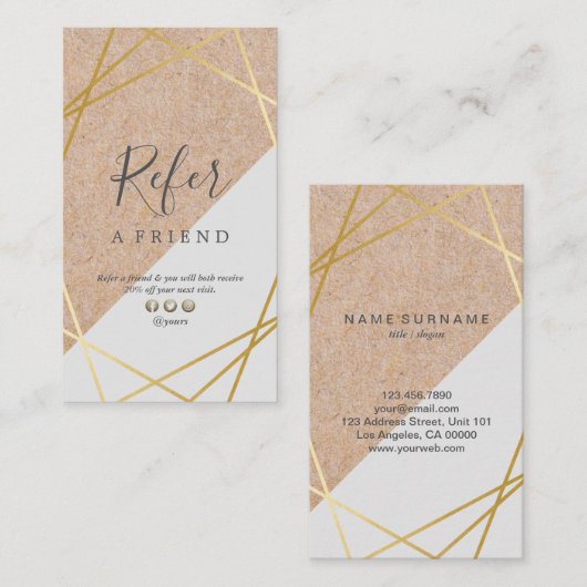 Carte De Visite Verticale grise de référence de KraftPrinted d'or (Devant / Derrière)