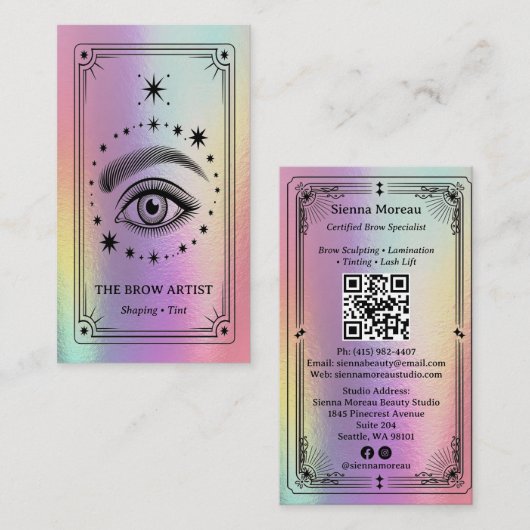 Carte de visite verticale holographique rétro céle (Devant / Derrière)