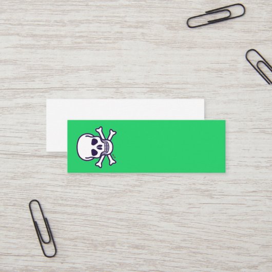Carte de visite verticale mini verte Skull n Bones (Devant/Arrière en situation)