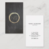 Carte De Visite Verticale moderne de monogramme de cercle d'or de (Devant / Derrière)