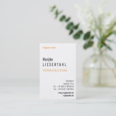 Carte de visite verticale monogramme blanc orange (Debout devant)