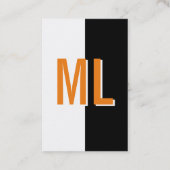 Carte de visite verticale monogramme blanc orange (Dos)