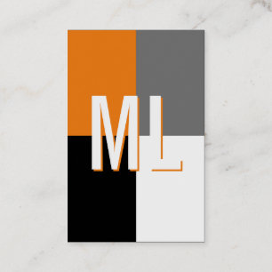Carte de visite verticale monogramme blanc orange