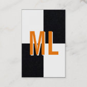 Carte de visite verticale monogramme blanc orange (Dos)