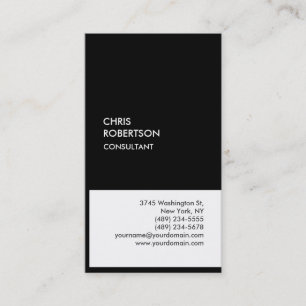 Carte de visite verticale noir et blanc tendance e