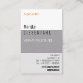 Carte de visite verticale Orange blanc Monogramme (Devant)