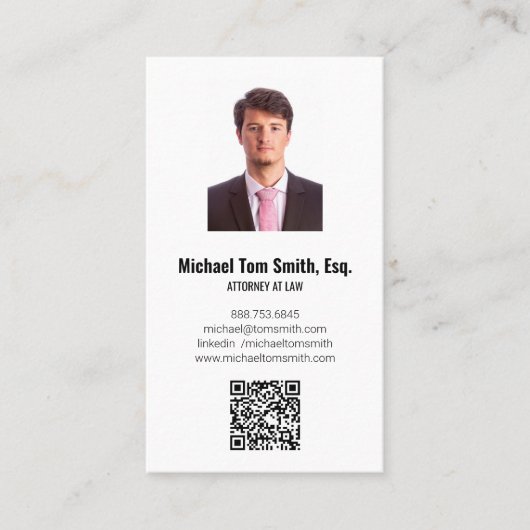 Carte de visite verticale pour avocat avec photo e (Devant)