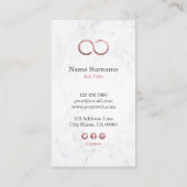 Carte De Visite Verticale rose d'or d'infini de marbre minimal (Dos)