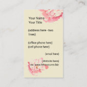 Carte de visite verticale roses peonies roses avec (Dos)