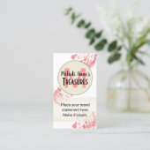 Carte de visite verticale roses peonies roses avec (Debout devant)
