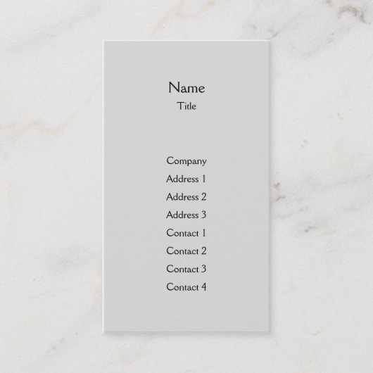 Carte De Visite Verticale simple grise - affaires (Devant)