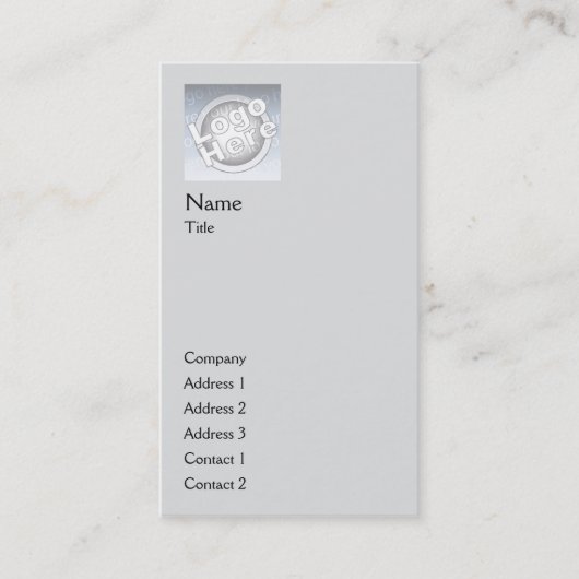 Carte De Visite Verticale simple grise - affaires (Devant)