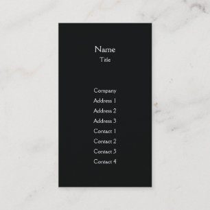 Carte De Visite Verticale simple noire - affaires