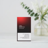 Carte de visite verticale unique noir rouge blanc (Debout devant)