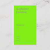 Carte De Visite verticale verte fluorescente (Dos)