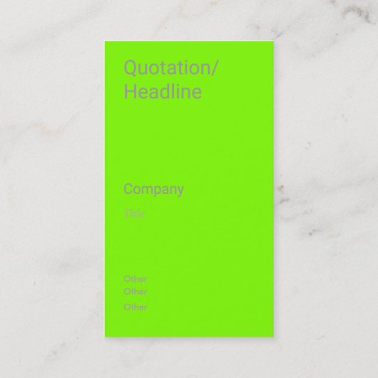 Carte De Visite verticale verte fluorescente (Dos)