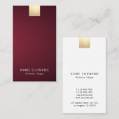 Carte De Visite Verticale violette d'or de gradient de vin moderne (Devant / Derrière)