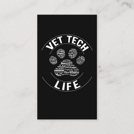 Carte De Visite Vet Tech Paw Vétérinaire Technicien vétérinaire (Devant)