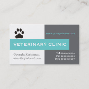 Carte De Visite Vet/Vétérinaire, aqua à pattes accrocheur