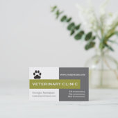 Carte De Visite Vet/Vétérinaire clinique patte vert olive accroche (Debout devant)