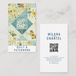 Carte De Visite Vêtement fait main en patchwork bleu jaune