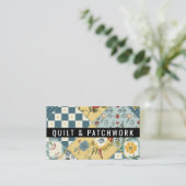 Carte De Visite Vêtement fait main en patchwork bleu jaune (Debout devant)