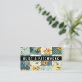 Carte De Visite Vêtement fait main en patchwork bleu jaune  (Debout devant)
