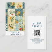 Carte De Visite Vêtement fait main en patchwork bleu jaune (Devant / Derrière)