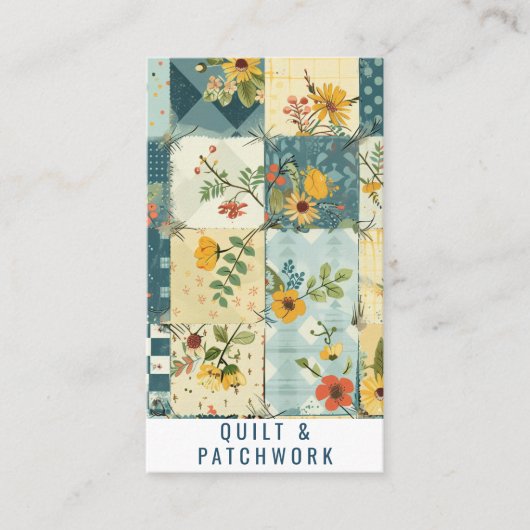 Carte De Visite Vêtement fait main en patchwork bleu jaune (Devant)