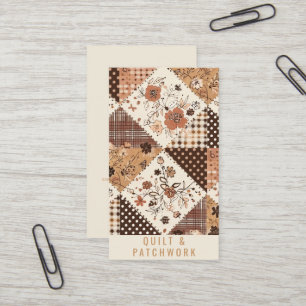 Carte De Visite Vêtement fait main en patchwork de quilt marron