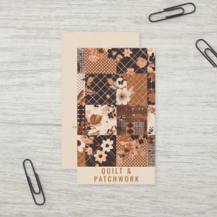 Carte De Visite Vêtement fait main en patchwork de quilt marron