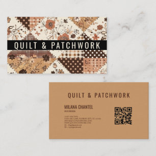 Carte De Visite Vêtement fait main en patchwork de quilt marron