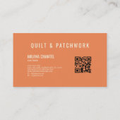 Carte De Visite Vêtement fait main en patchwork de quilt orange (Dos)