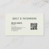 Carte De Visite Vêtement fait main en patchwork de quilt vert (Dos)