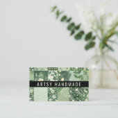 Carte De Visite Vêtement fait main en patchwork de quilt vert (Debout devant)