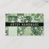 Carte De Visite Vêtement fait main en patchwork de quilt vert (Devant)