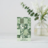 Carte De Visite Vêtement fait main en patchwork de quilt vert (Debout devant)