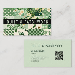 Carte De Visite Vêtement fait main en patchwork de quilt vert