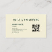 Carte De Visite Vêtement fait main en patchwork de quilt vert (Dos)